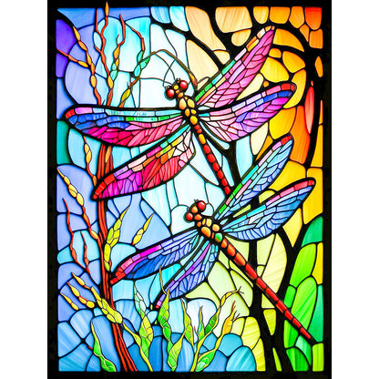 Dragonfly Glass Painting - Full Round Drill Diamond Painting 30*40CM