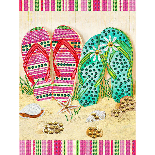 Summer Beach Slippers - Special Shaped Drill Diamond Painting 30*40CM