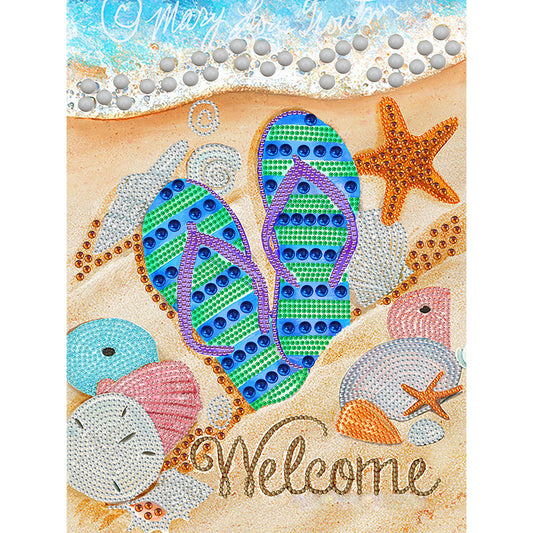 Summer Beach Slippers - Special Shaped Drill Diamond Painting 30*40CM