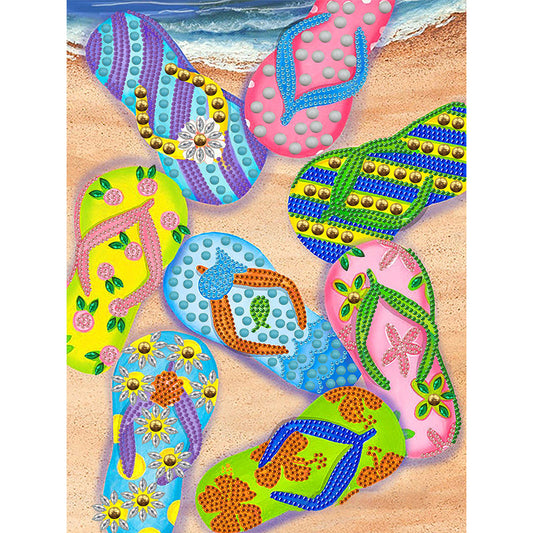 Summer Beach Slippers - Special Shaped Drill Diamond Painting 30*40CM