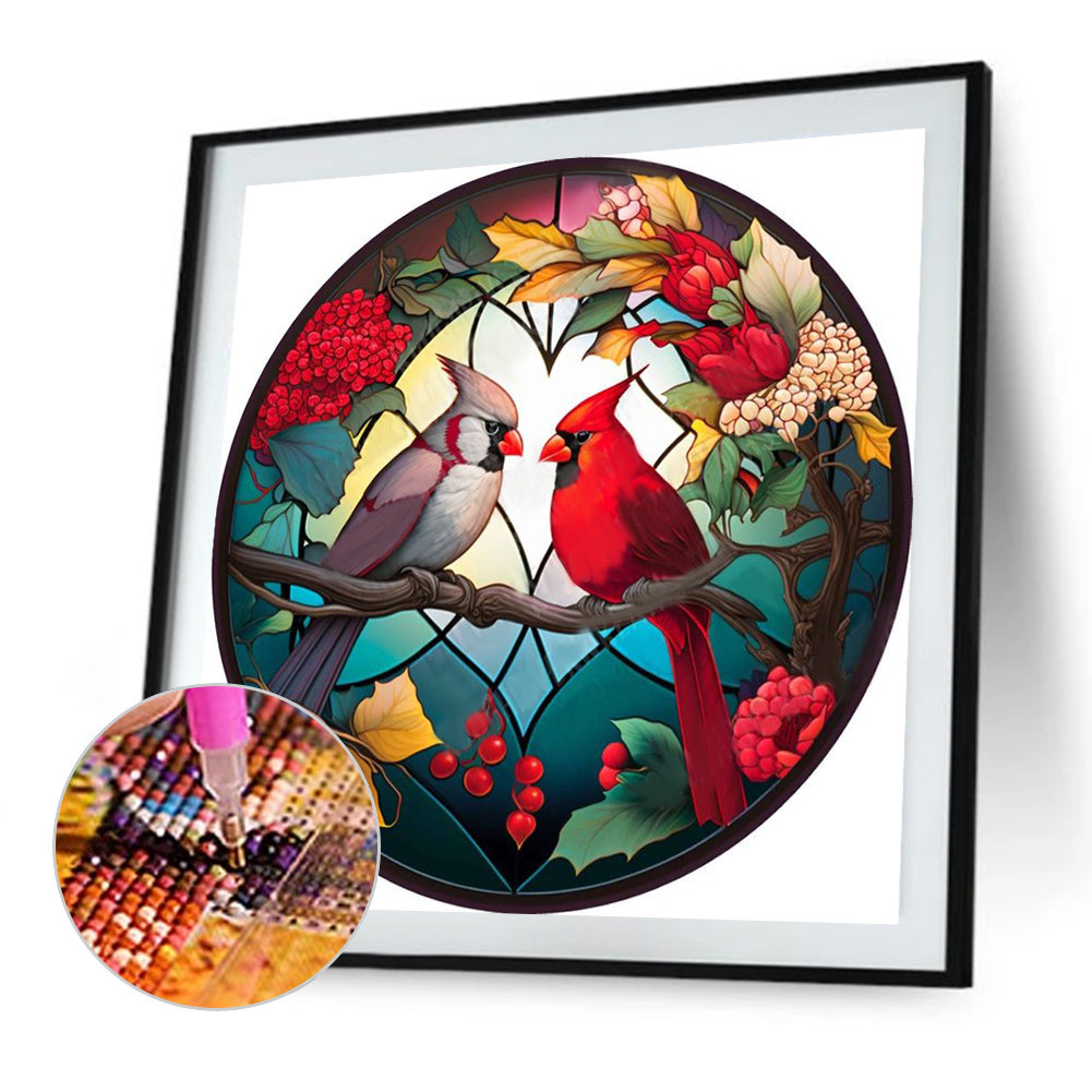 Cardinal Glass Painting Cardinal - Full Round Drill Diamond Painting 35*35CM