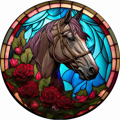 Round Plate Glass Painted Horse - Full Round Drill Diamond Painting 35*35CM