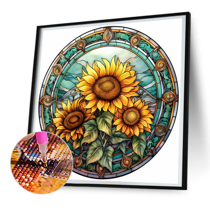 Flower Glass Painting - Full Round Drill Diamond Painting 30*30CM