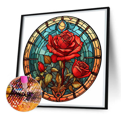 Flower Glass Painting - Full Round Drill Diamond Painting 30*30CM