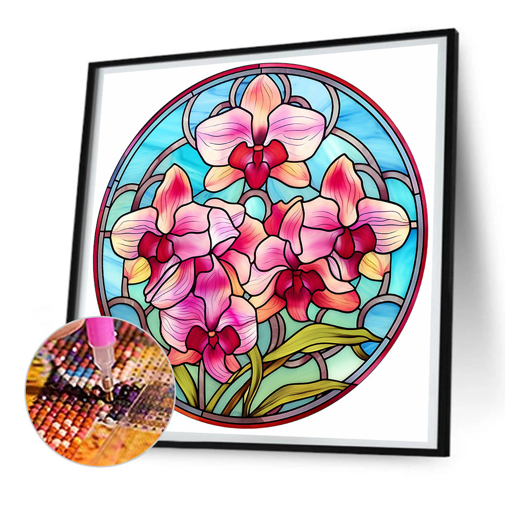 Flower Glass Painting - Full Round Drill Diamond Painting 30*30CM