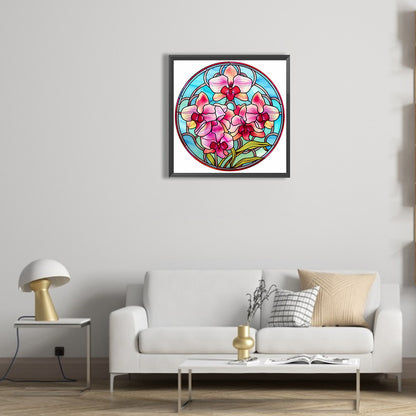 Flower Glass Painting - Full Round Drill Diamond Painting 30*30CM