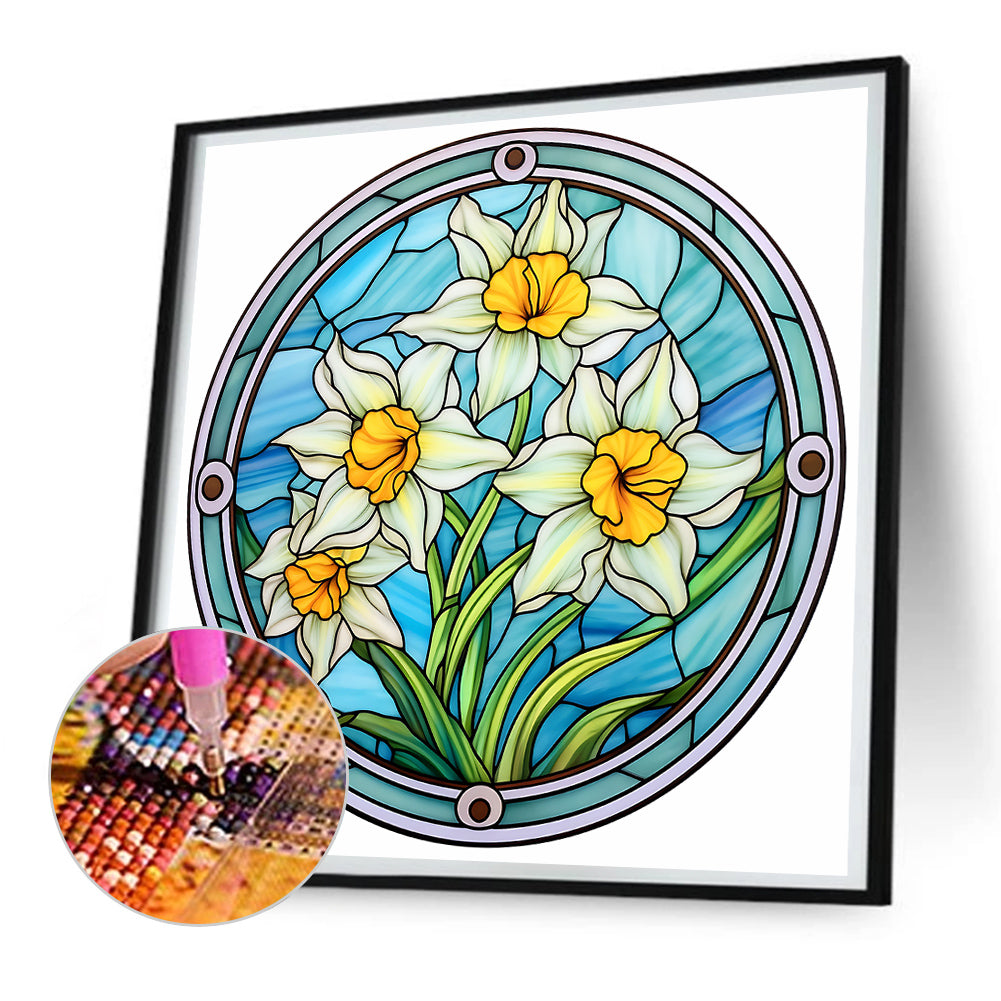 Flower Glass Painting - Full Round Drill Diamond Painting 30*30CM