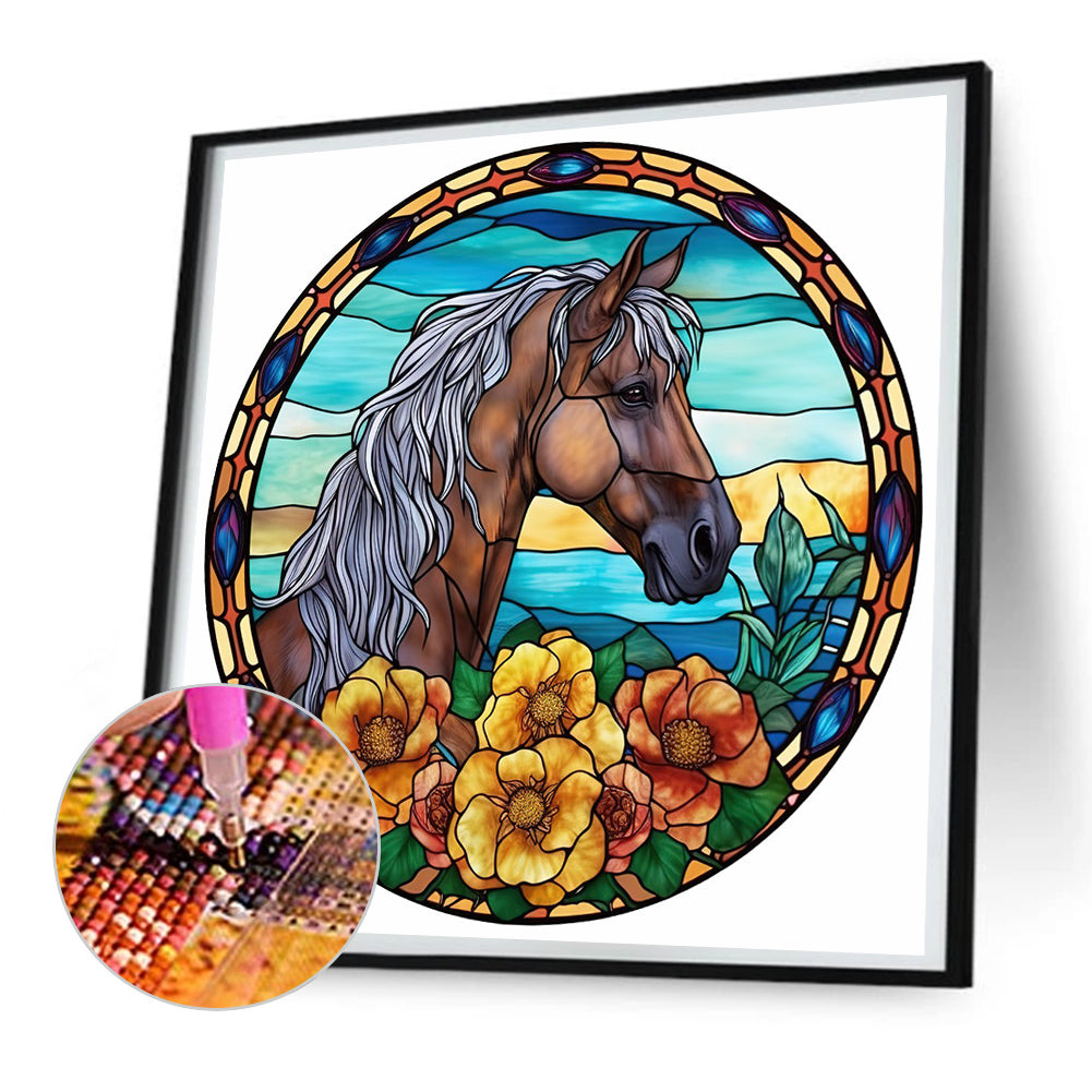 Horse Glass Painting - Full Round Drill Diamond Painting 30*30CM