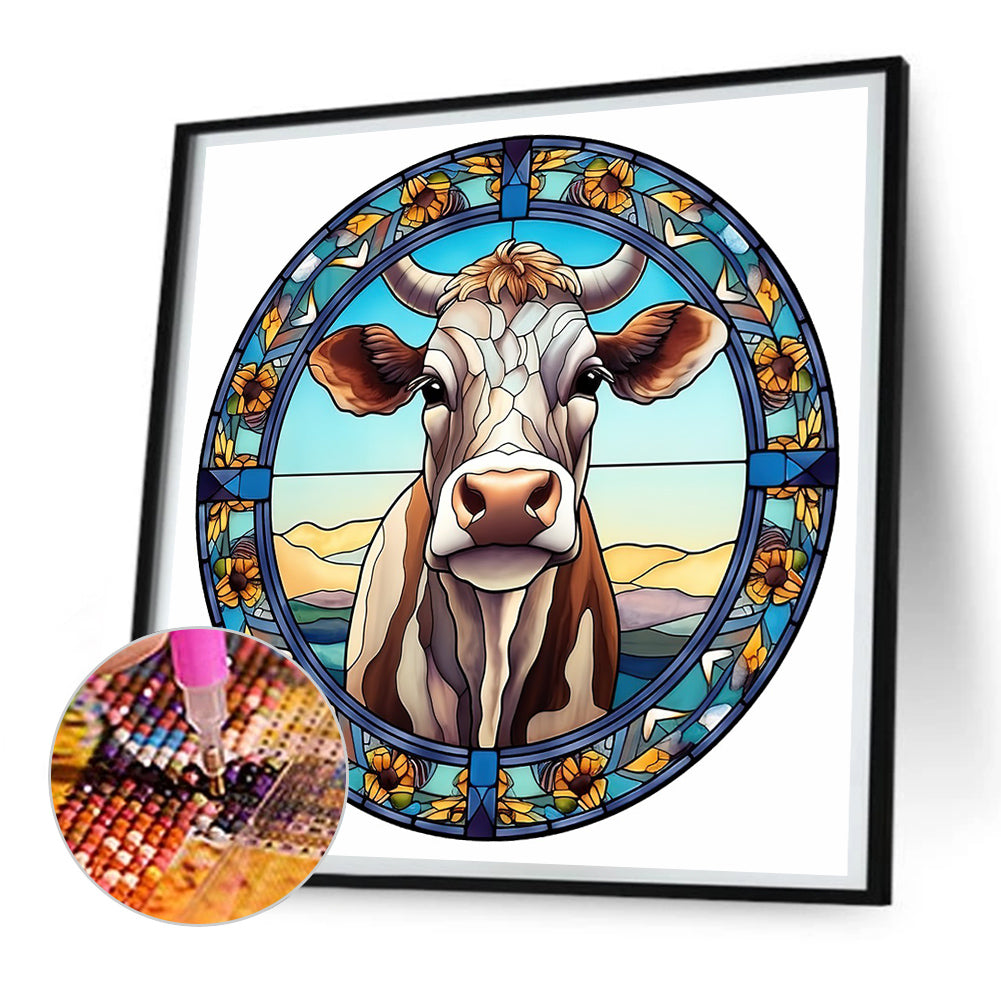 Animal Cow Glass Painting - Full Round Drill Diamond Painting 30*30CM