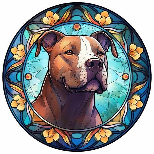 Animal Pitbull Glass Painting - Full Round Drill Diamond Painting 30*30CM