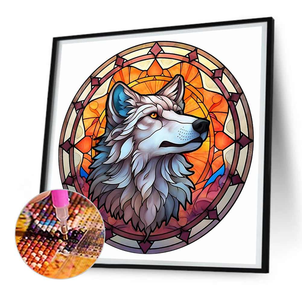 Animal Wolf Glass Painting - Full Round Drill Diamond Painting 30*30CM