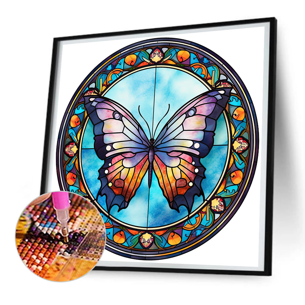 Butterfly Glass Painting - Full Round Drill Diamond Painting 30*30CM