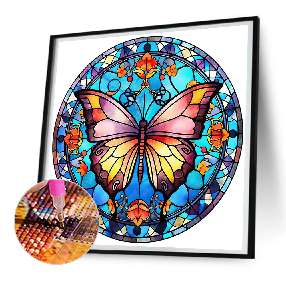 Butterfly Glass Painting - Full Round Drill Diamond Painting 30*30CM