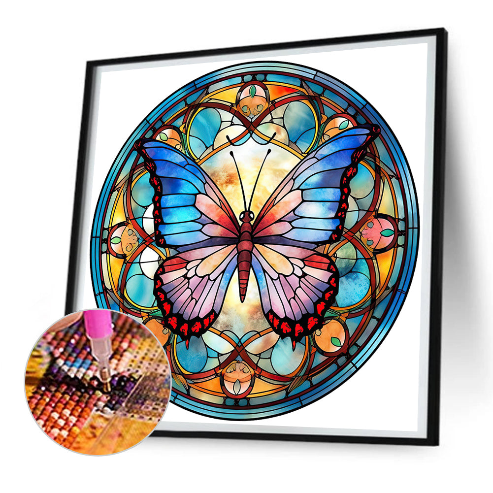 Butterfly Glass Painting - Full Round Drill Diamond Painting 30*30CM