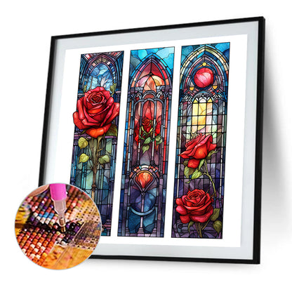 Rose Glass Painting - Full Round Drill Diamond Painting 40*40CM