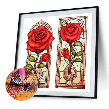 Rose Glass Painting - Full Round Drill Diamond Painting 40*40CM