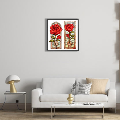 Rose Glass Painting - Full Round Drill Diamond Painting 40*40CM