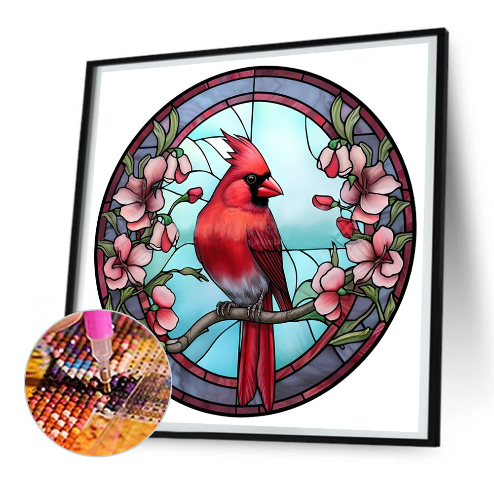 Animal Cardinal Glass Painting - Full Round Drill Diamond Painting 30*30CM