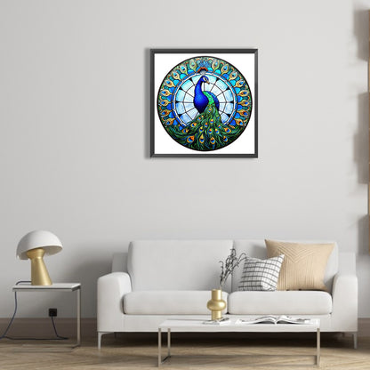 Animal Peacock Glass Painting - Full Round Drill Diamond Painting 30*30CM