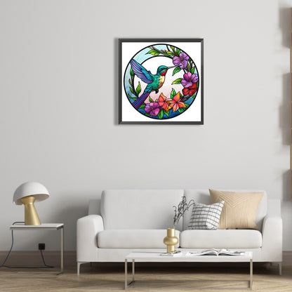 Animal Hummingbird Glass Painting - Full Round Drill Diamond Painting 30*30CM