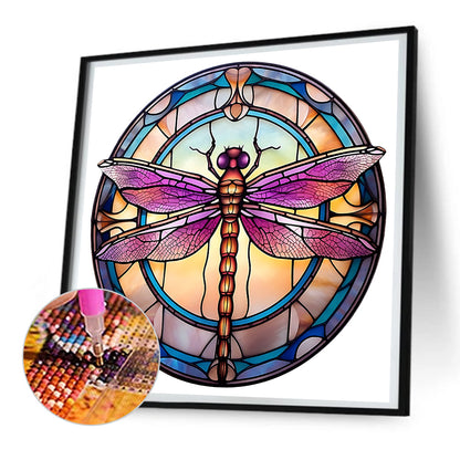 Animal Dragonfly Glass Painting - Full Round Drill Diamond Painting 30*30CM