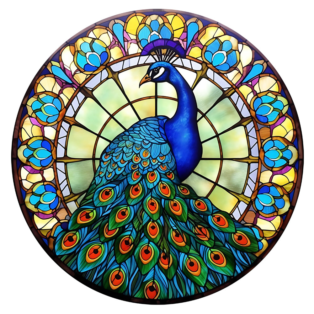 Animal Peacock Glass Painting - Full Round Drill Diamond Painting 30*30CM