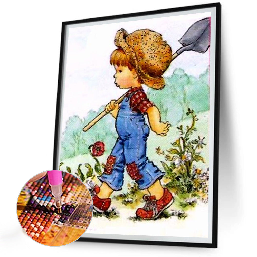 Retro Poster Kids - Full Round Drill Diamond Painting 30*40CM