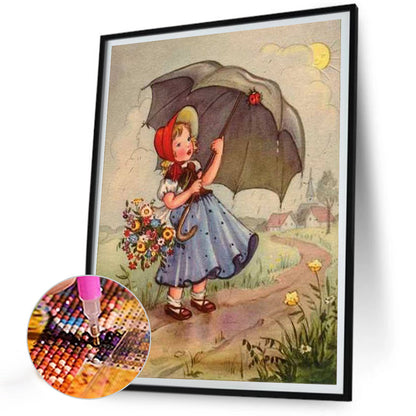 Retro Poster Kids - Full Round Drill Diamond Painting 30*40CM