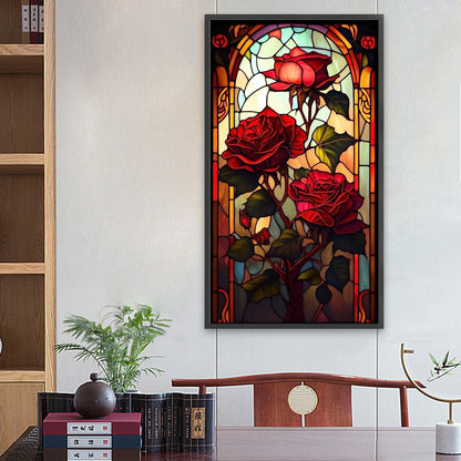 Rose Glass Painting - Full Square Drill Diamond Painting 40*70CM