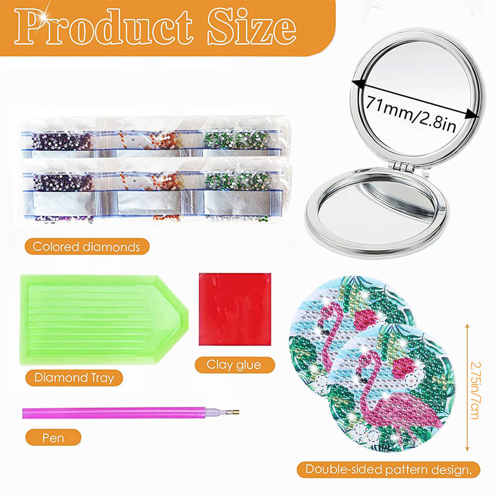 DIY Diamond Art Mosaic Makeup Mirror Art Craft Set Flamingo Paint by Number Kits