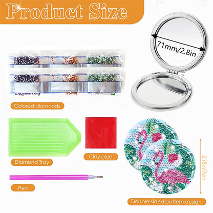 DIY Diamond Art Mosaic Makeup Mirror Art Craft Set Flamingo Paint by Number Kits