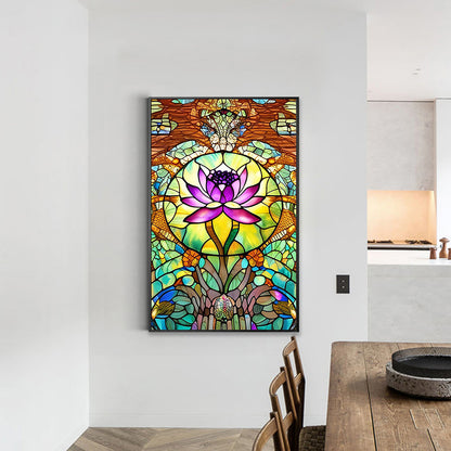 Stained Glass Lotus - Full Round Drill Diamond Painting 40*60CM