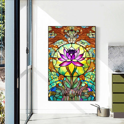 Stained Glass Lotus - Full Round Drill Diamond Painting 40*60CM