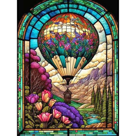 Hot Air Balloon Glass Painting - Full Round Drill Diamond Painting 40*50CM