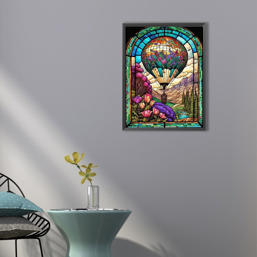 Hot Air Balloon Glass Painting - Full Round Drill Diamond Painting 40*50CM