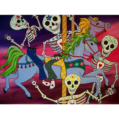 Skeleton On A Carousel - Full Round Drill Diamond Painting 40*30CM