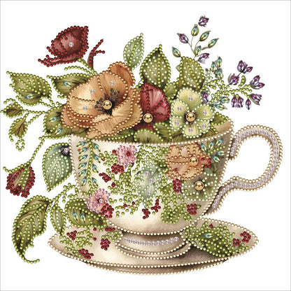 Flowers In Teacup - Special Shaped Drill Diamond Painting 30*30CM