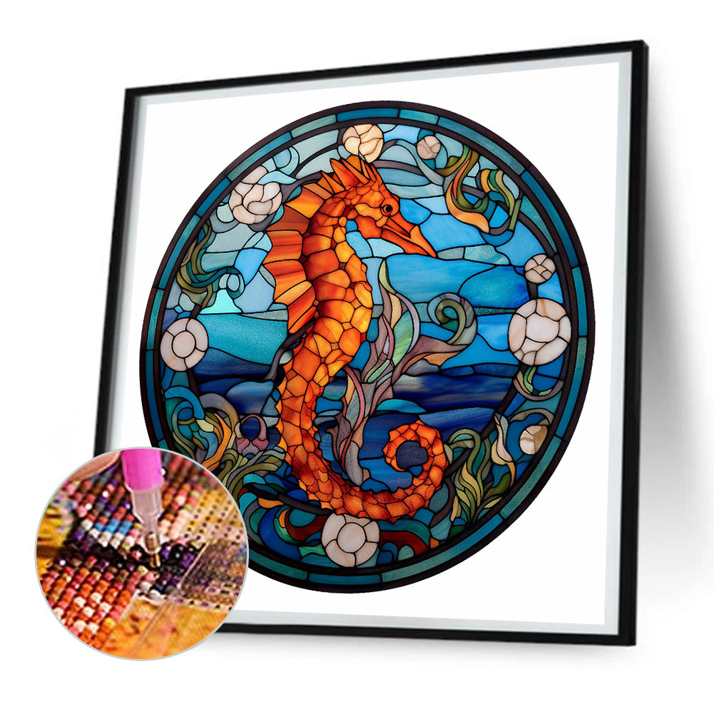 Seahorse Glass Painting - Full Round Drill Diamond Painting 30*30CM