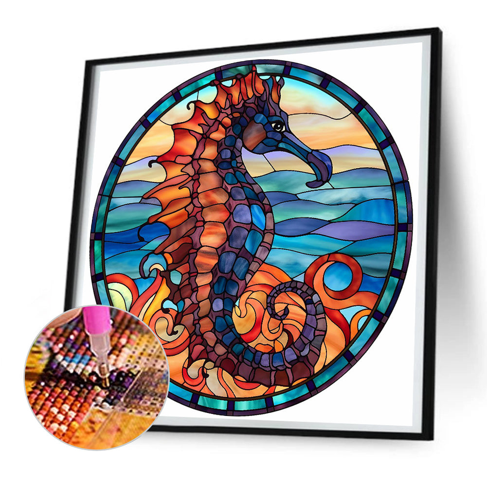 Seahorse Glass Painting - Full Round Drill Diamond Painting 30*30CM