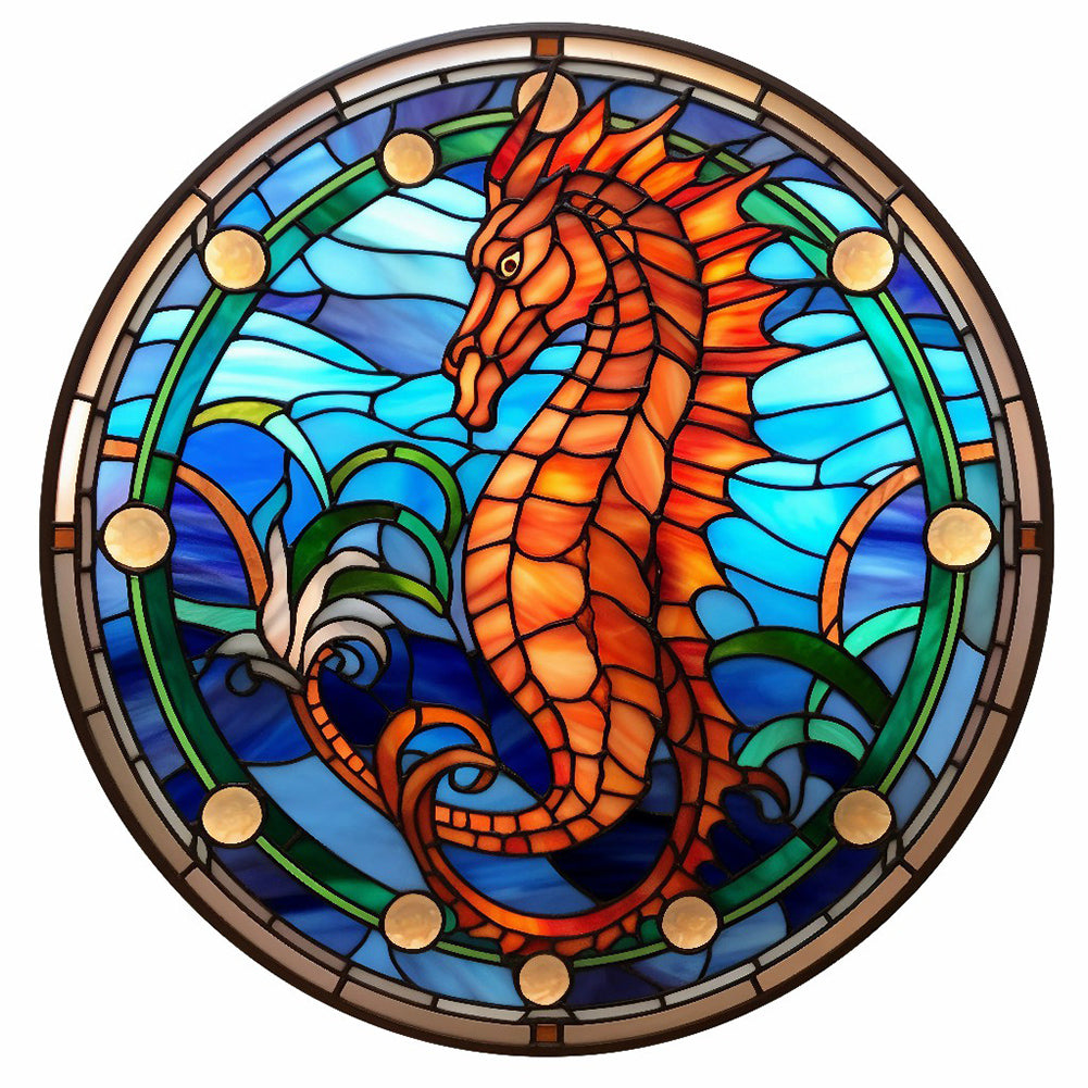 Seahorse Glass Painting - Full Round Drill Diamond Painting 30*30CM