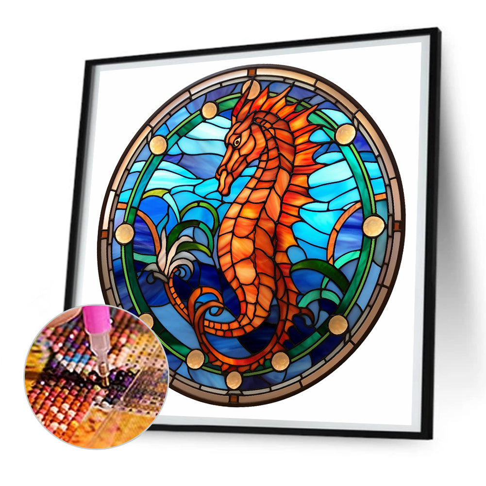 Seahorse Glass Painting - Full Round Drill Diamond Painting 30*30CM