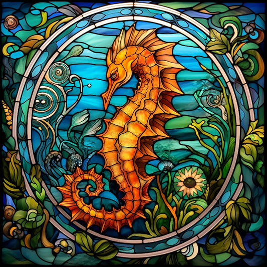 Seahorse Glass Painting - Full Round Drill Diamond Painting 30*30CM