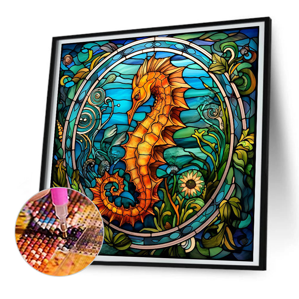 Seahorse Glass Painting - Full Round Drill Diamond Painting 30*30CM