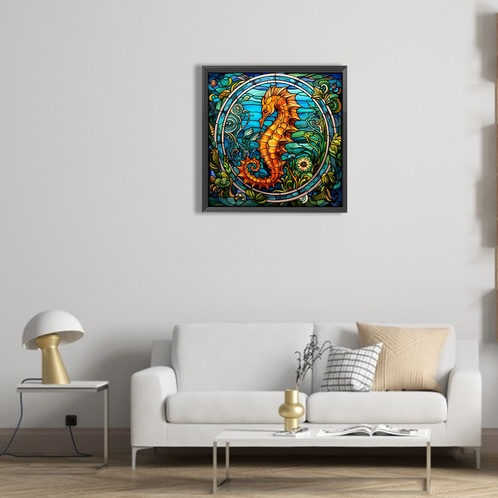 Seahorse Glass Painting - Full Round Drill Diamond Painting 30*30CM