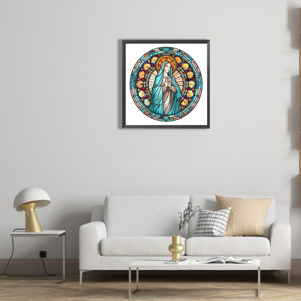 Jesus And The Virgin Glass Painting - Full Round Drill Diamond Painting 30*30CM