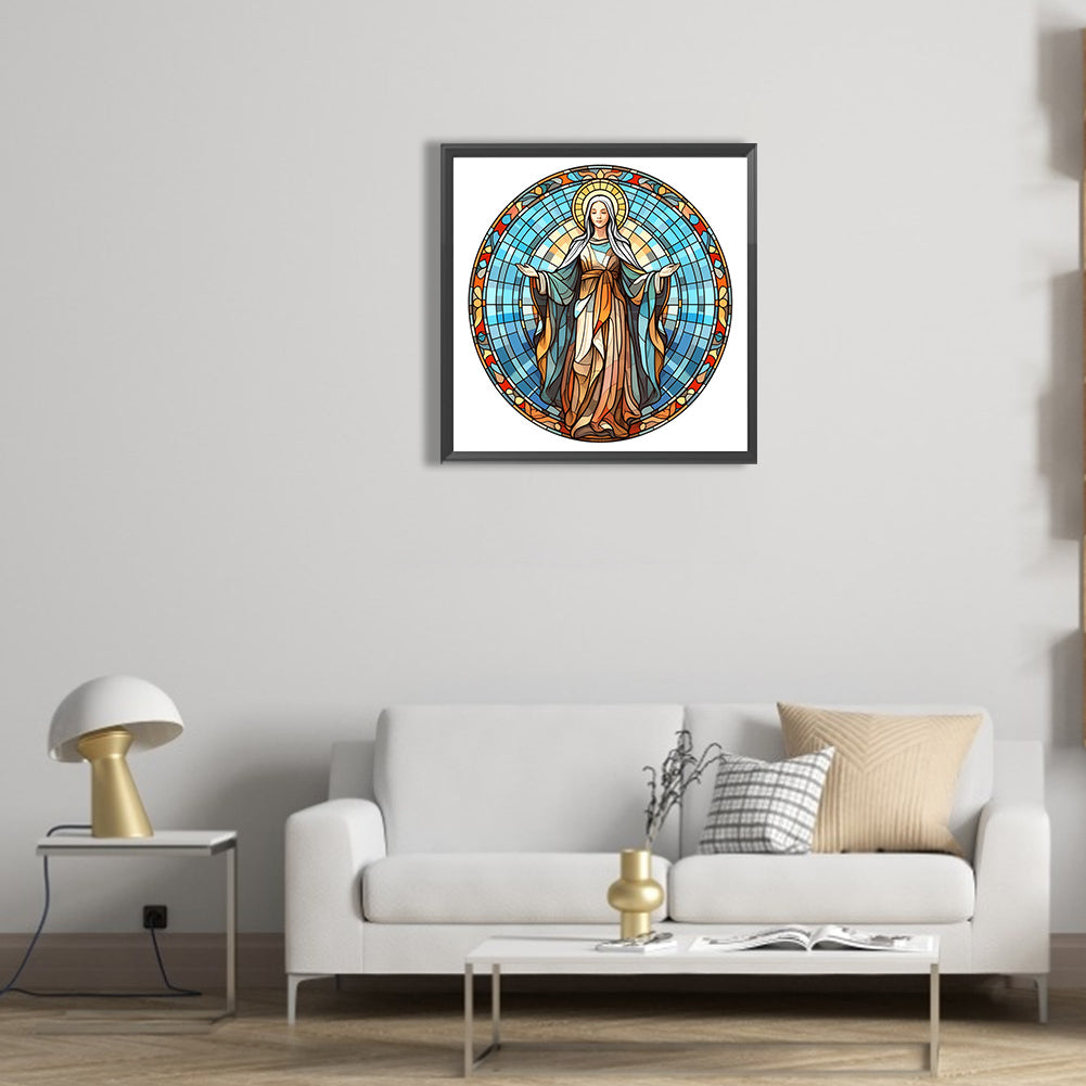 Jesus And The Virgin Glass Painting - Full Round Drill Diamond Painting 30*30CM