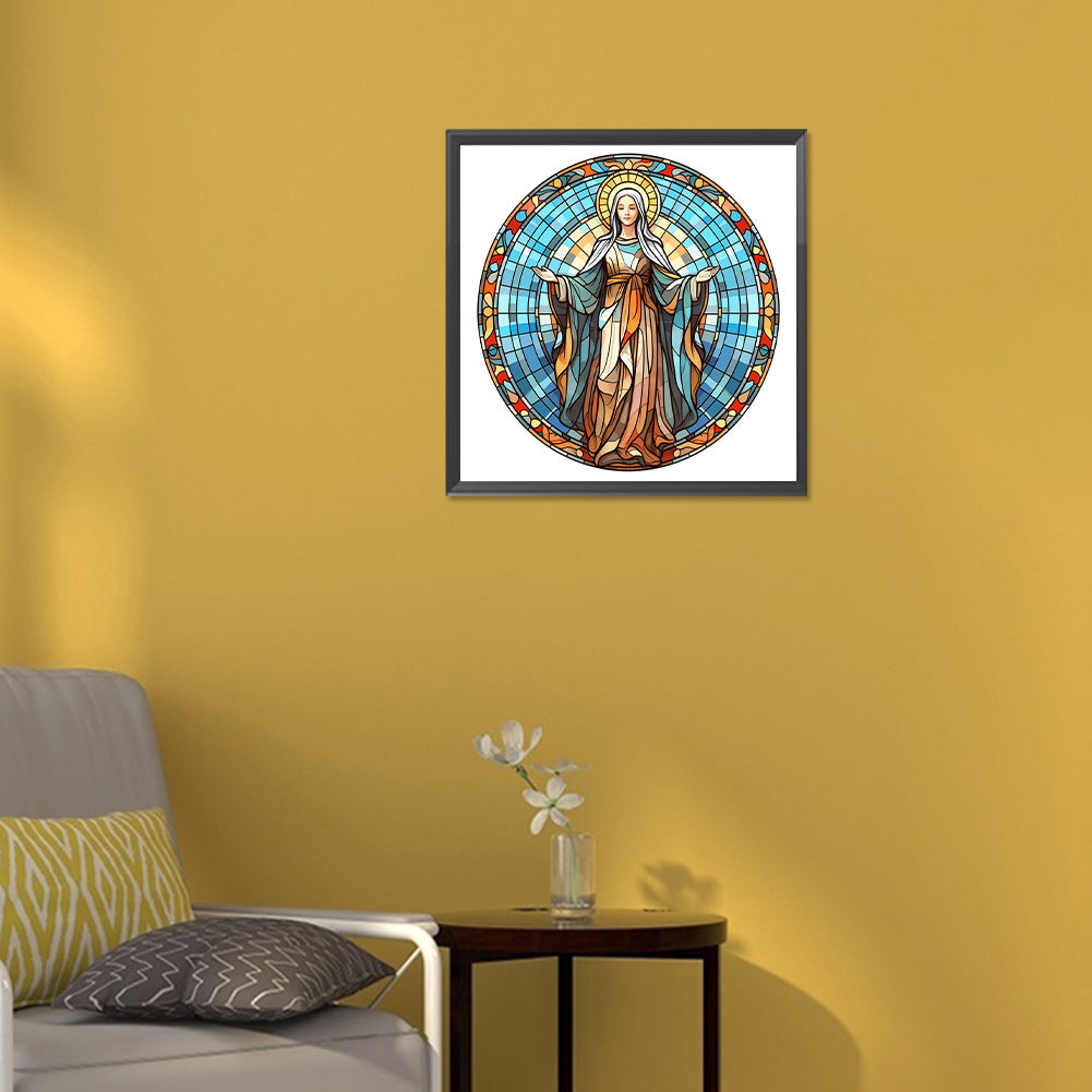 Jesus And The Virgin Glass Painting - Full Round Drill Diamond Painting 30*30CM