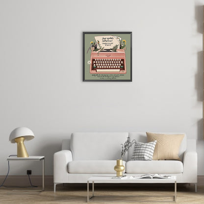 Pink Typewriter - Full Round Drill Diamond Painting 30*30CM