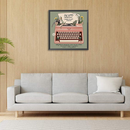 Pink Typewriter - Full Round Drill Diamond Painting 30*30CM