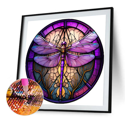 Glass Painting Dragonfly - Full Square Drill Diamond Painting 40*40CM